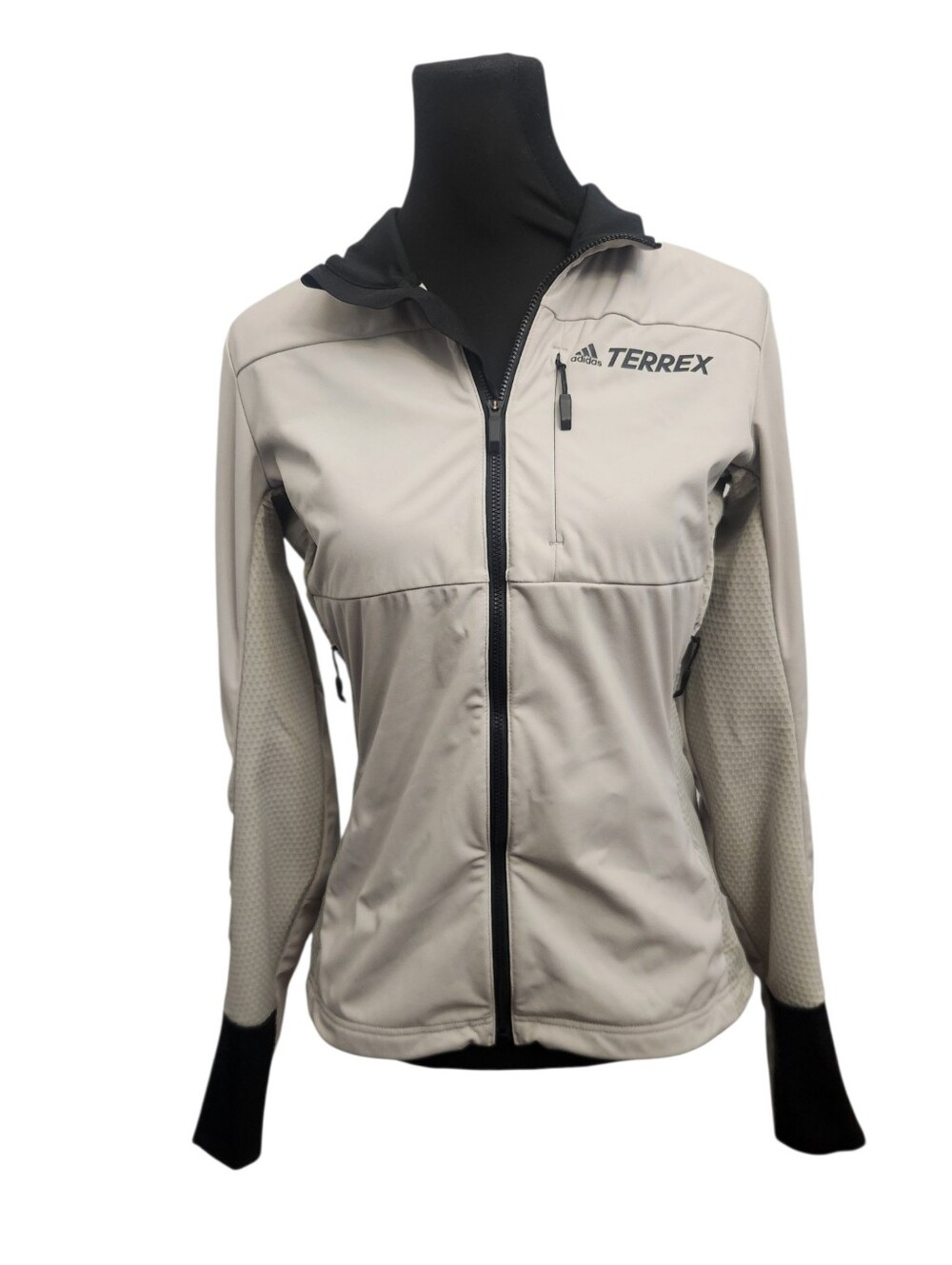 Adidas Terrex Windbreaker Jacket Women Small Gray Lightweight Packable